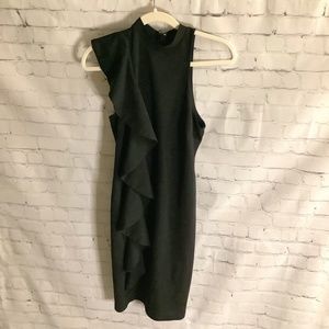 Black Flitted Dress with ruffle